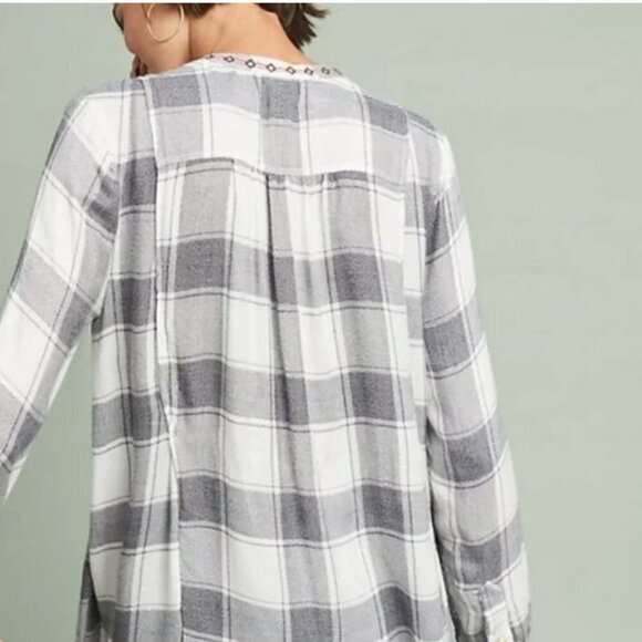 Anthropologie | Akemi & Kin Dalton Embroidered Plaid Flannel Popover Top Size S - Picture 14 of 14